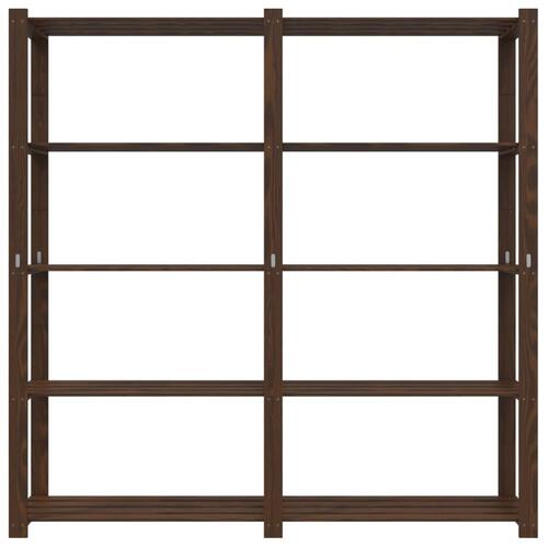 Opbevaringsreol 5 hylder 170x38x170 cm massivt fyrretræ brun
