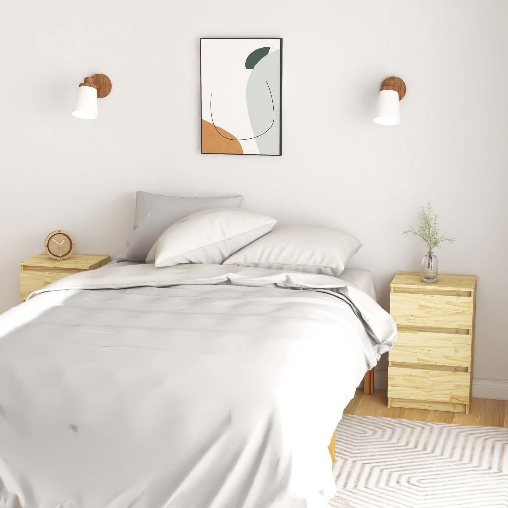 Sengebord 40X29,5X64 Cm Massivt Fyrretræ - 2 / Naturfarvet