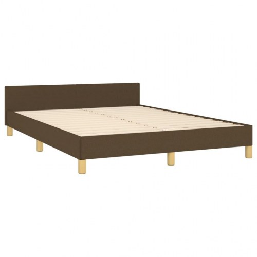 Sengeramme med justerbar sengegavl 140x190 cm - stof, mørkebrun
