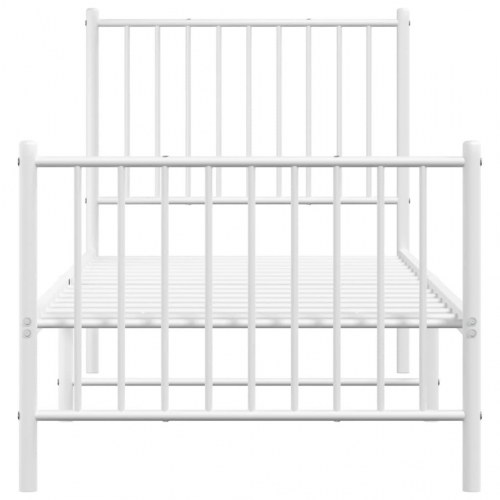 Sengeramme med sengegavl og fodgærde 75x190 cm metal hvid