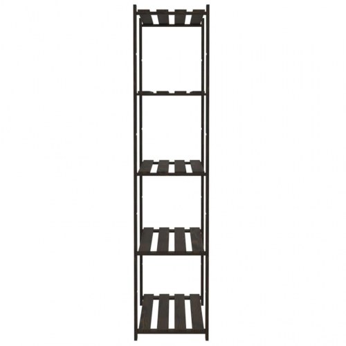 Opbevaringsreol i massivt fyrretræ - 5 hylder, 80×38×170 cm, sort