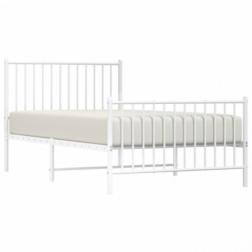 Sengeramme med gavl og fodgærde 100×190 cm - metal, hvid