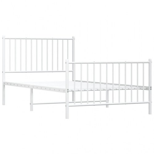 Sengeramme med gavl og fodgærde 100×190 cm - metal, hvid