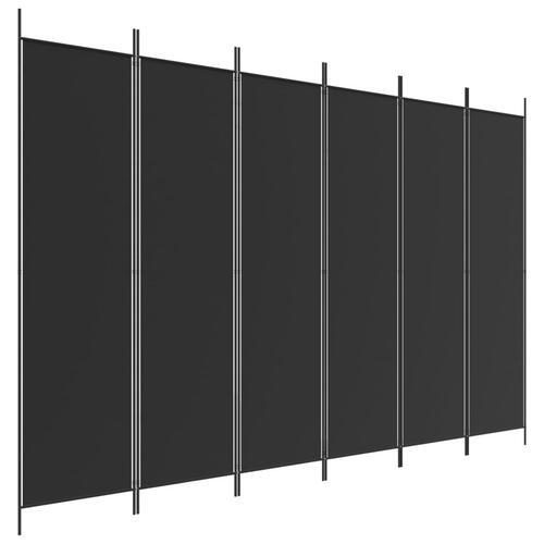 6-panels rumdeler 300x200 cm stof sort