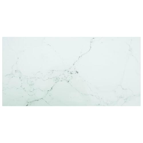Bordplade 100x50 cm 6 mm hærdet glas med marmordesign hvid
