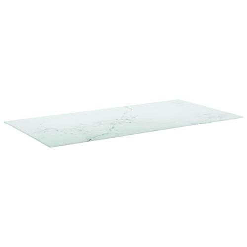 Bordplade 100x50 cm 6 mm hærdet glas med marmordesign hvid