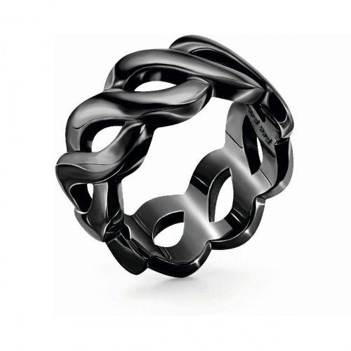 Dame-ring 1R15T010K - sort rustfrit stål, str. 14