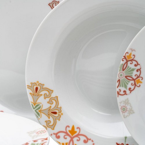 Spisestel Bourgogne Sennep Porcelæn 1 cm 37 x 23 x 30 cm 18 Dele