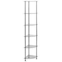 Reol med 6 hylder 30x30x160 cm hærdet glas transparent