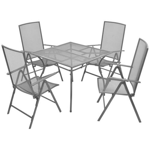 Udendørs spisebordssæt 5 dele med foldbare stole stål antracitgrå