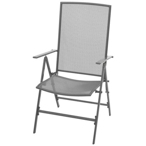 Udendørs spisebordssæt 5 dele med foldbare stole stål antracitgrå