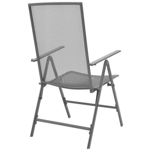 Udendørs spisebordssæt 5 dele med foldbare stole stål antracitgrå