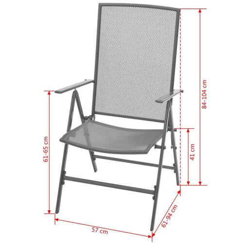 Udendørs spisebordssæt 5 dele med foldbare stole stål antracitgrå