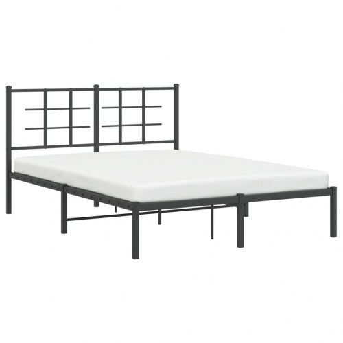 Sengeramme med sengegavl 140x200 cm - metal, sort