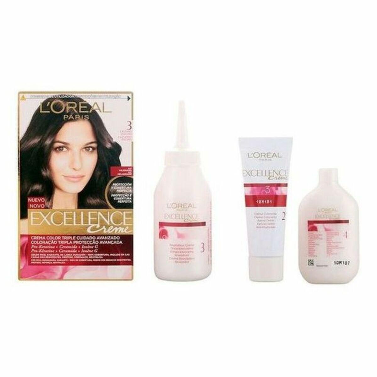 Permanent hårfarve LOreal Paris Excellence - Nr. 3 Mørk kastanje, 192 ml