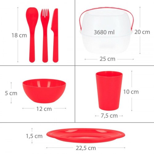 Aktive picnic-sæt - 26 dele i polypropylen, opvaskemaskine- og mikroovnssikre