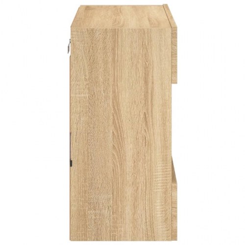 Væghængt tv-bord med LED-lys 58,5 x 30 x 60,5 cm - sonoma-eg