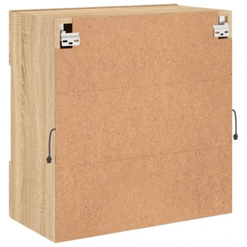 Væghængt tv-bord med LED-lys 58,5 x 30 x 60,5 cm - sonoma-eg