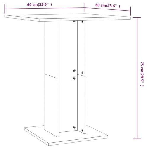 Bistrobord 60x60x75 cm konstrueret træ brun egetræ