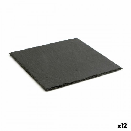 Gastro Fun keramisk serveringsfad med skifereffekt, sort 25 x 25 cm (12 stk)