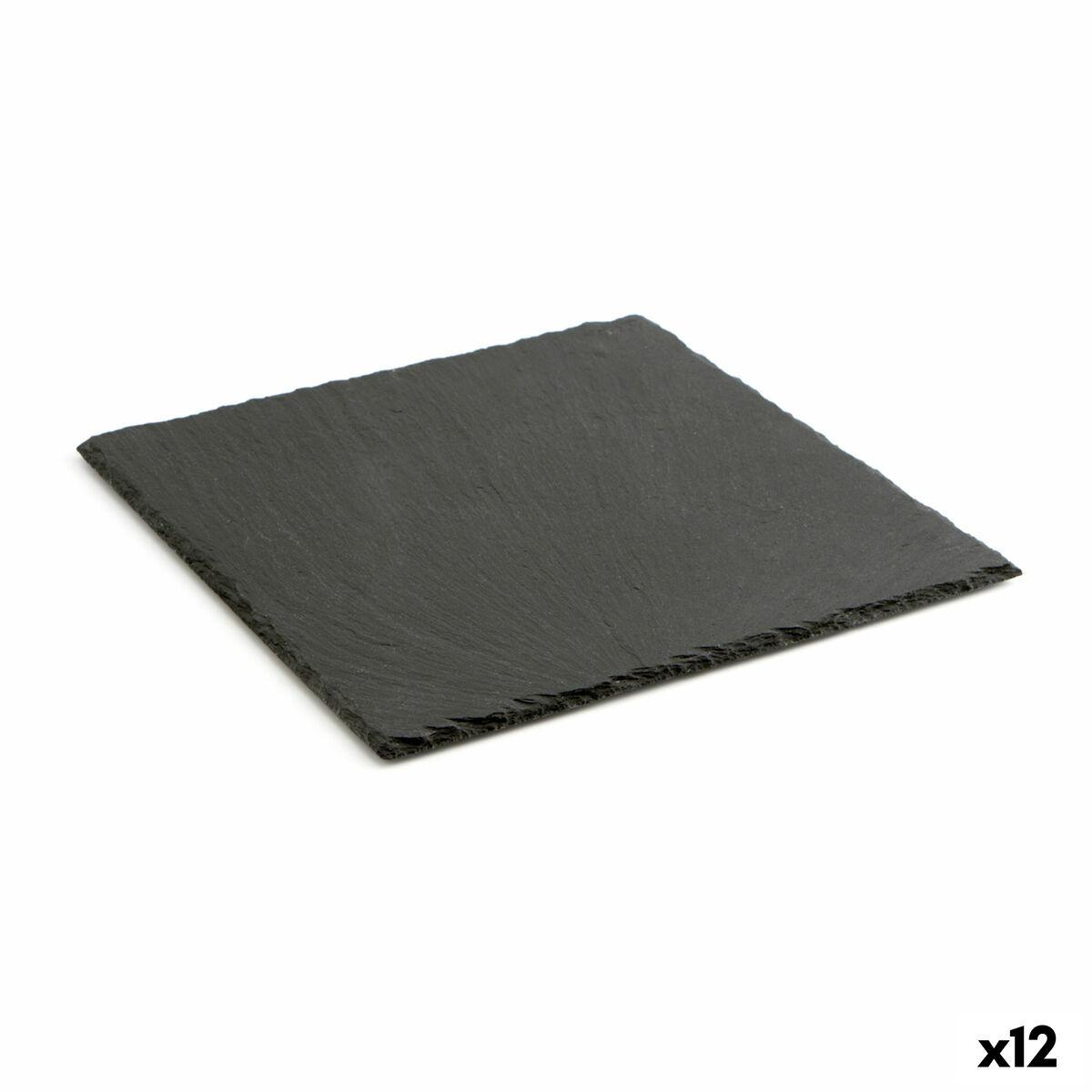 Gastro Fun keramisk serveringsfad med skifereffekt, sort 25 x 25 cm (12 stk)