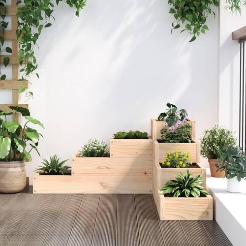 Plantekasse 4 niveauer 80,5x79x36 cm massivt fyrretræ