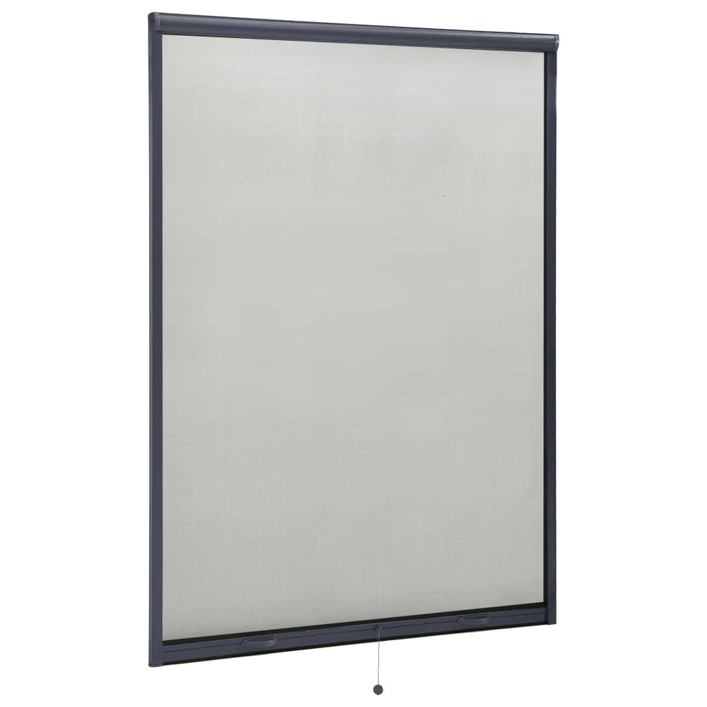 Nedrullelig insektskærm til vinduer 120x170 cm antracitgrå