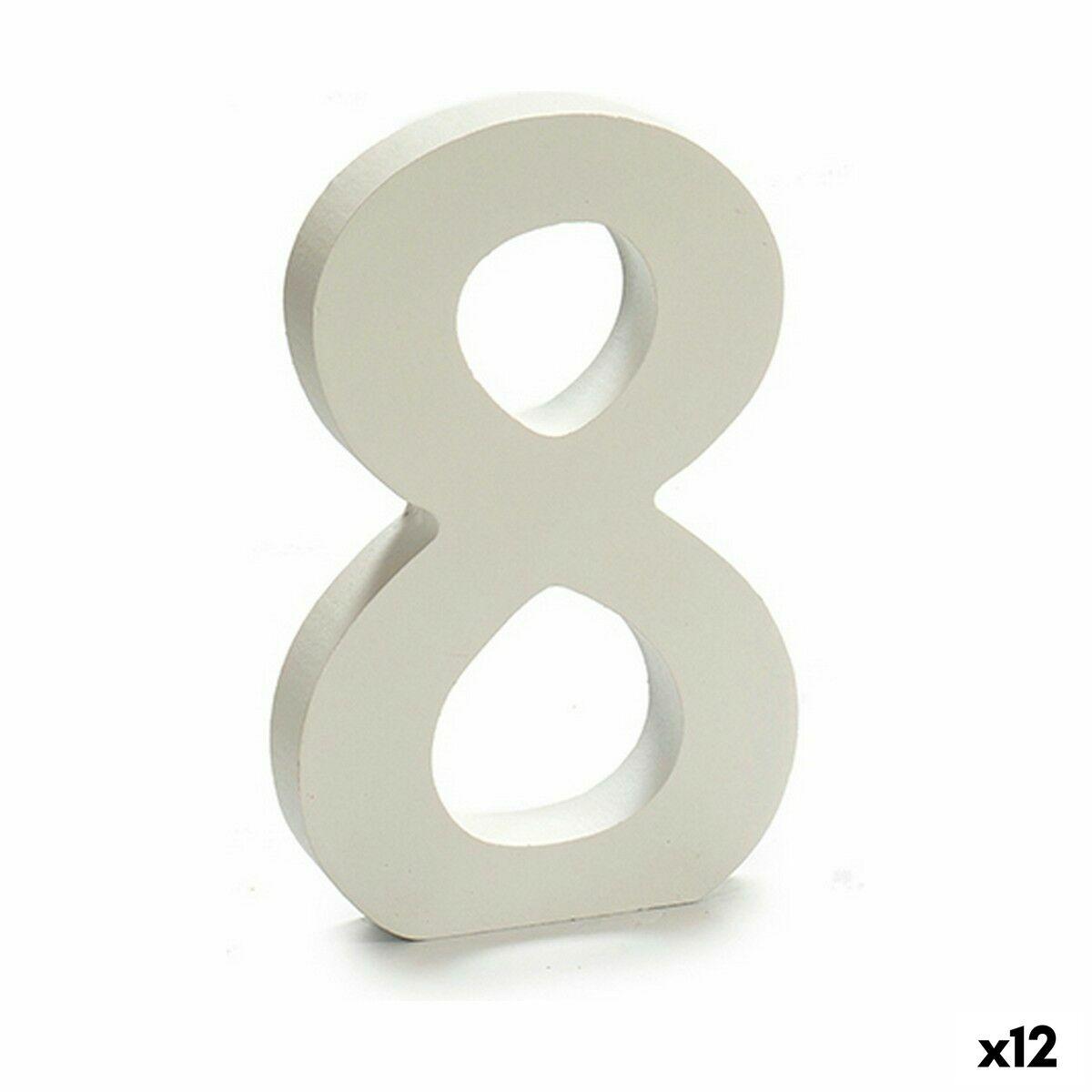 Tal 8 i træ - hvid, 1,8 × 21 × 17 cm (12 stk.)