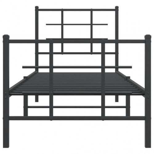 Sengeramme med sengegavl og fodgærde 75x190 cm - sort