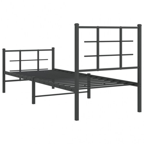 Sengeramme med sengegavl og fodgærde 75x190 cm - sort