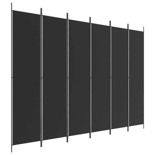 6-panels rumdeler 300x220 cm stof sort