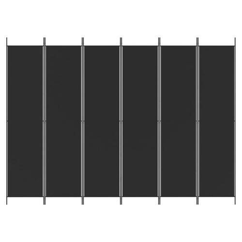 6-panels rumdeler 300x220 cm stof sort