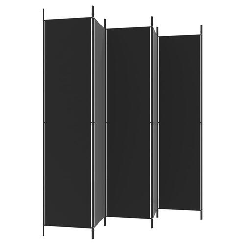 6-panels rumdeler 300x220 cm stof sort