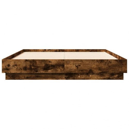 Sengestel 135x190 cm konstrueret træ røget eg