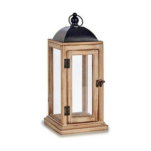 Laantarn Natur Sort Metal Træ (18 x 43 x 18 cm) (6 enheder)