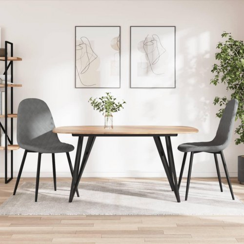 Spisebordsstole i fløjl - 2 stk., lysegrå