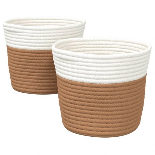 Opbevaringskurve 2 stk. Ø24 x 18 cm - brun og hvid