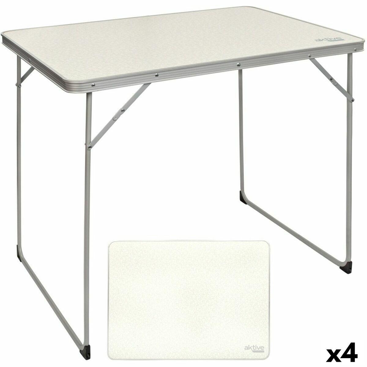 Aktive sammenklappeligt campingbord - hvid, 80 × 70 × 60 cm (4 stk.)