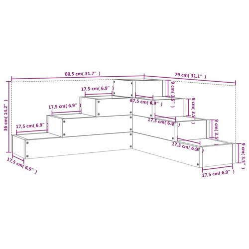 Plantekasse 4 niveauer 80,5x79x36 cm massivt douglasgran