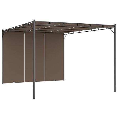 Havepavillon med sidegardin 4x3x2,25 m gråbrun