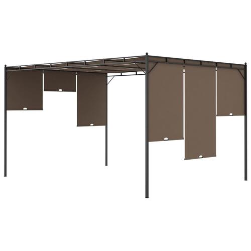 Havepavillon med sidegardin 4x3x2,25 m gråbrun