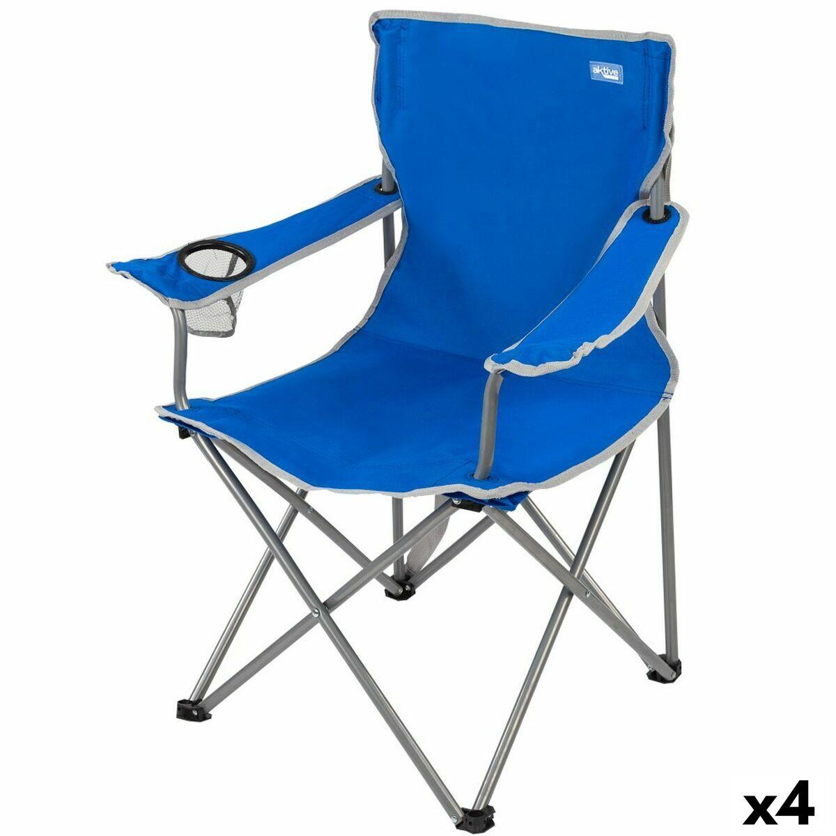 Sammenklappelig Campingstol Aktive Blå 45 X 82 X 47 Cm 4 Enheder