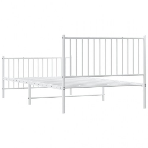 Sengeramme med sengegavl og fodgærde 107x203 cm metal hvid