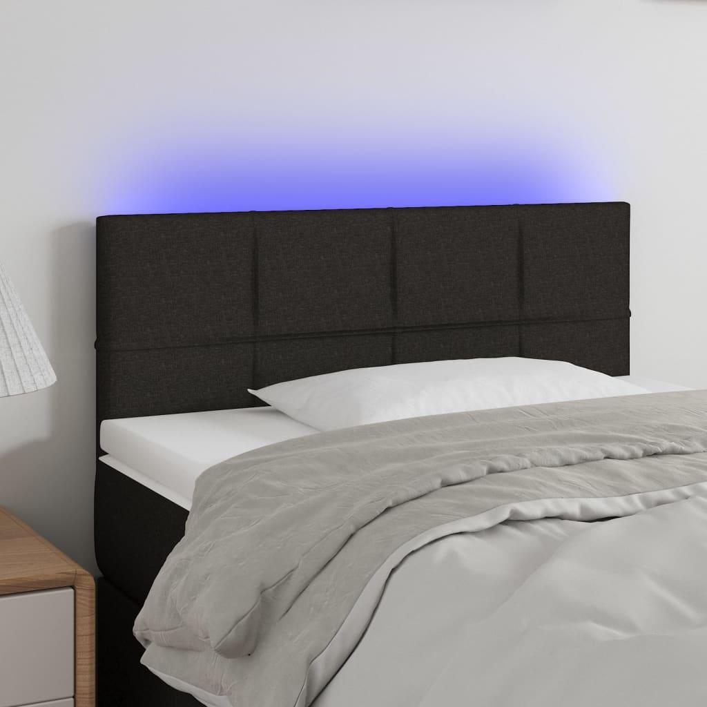 Sengegavl Med Led-Lys Stof - Sort / 90 x 5 x 78/88 cm