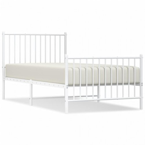 Sengeramme med sengegavl og fodgærde 90x190 cm metal hvid