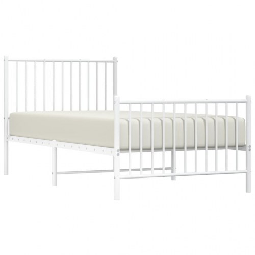 Sengeramme med sengegavl og fodgærde 90x190 cm metal hvid