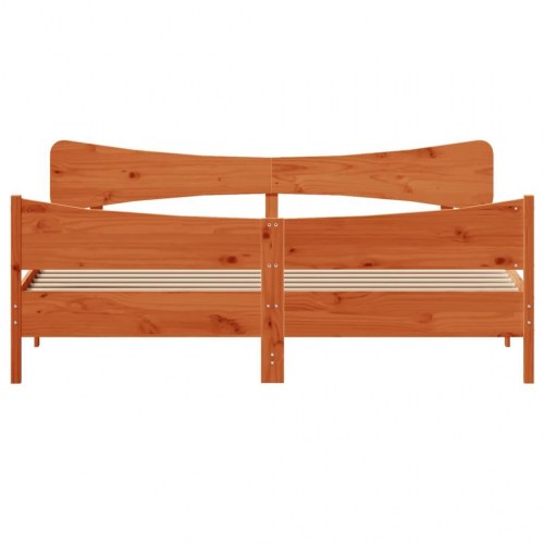 Sengeramme uden madras 200 x 200 cm massivt fyrretræ - gyldenbrun