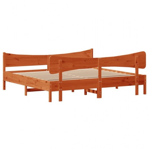 Sengeramme uden madras 200 x 200 cm massivt fyrretræ - gyldenbrun