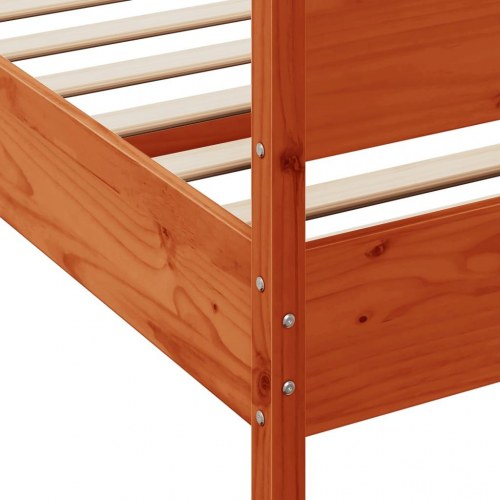 Sengeramme uden madras 200 x 200 cm massivt fyrretræ - gyldenbrun
