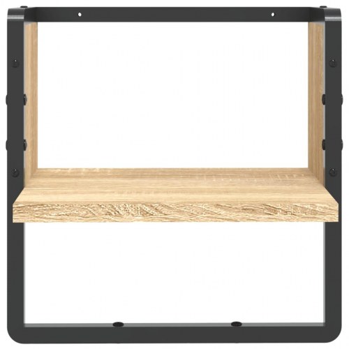 Væghylde med stang 30x25x30 cm sonoma-eg
